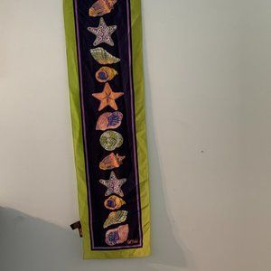 Rectangle Bob Mackie silk scarf with sea shells